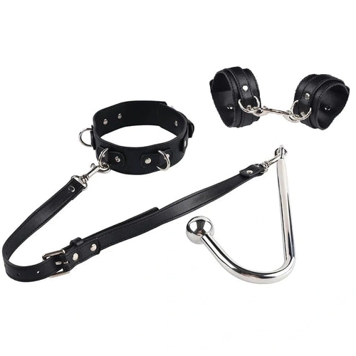 Anal Hooks Cuffs and with Elegant 5334 Anal Hook Beaded Collar 0901